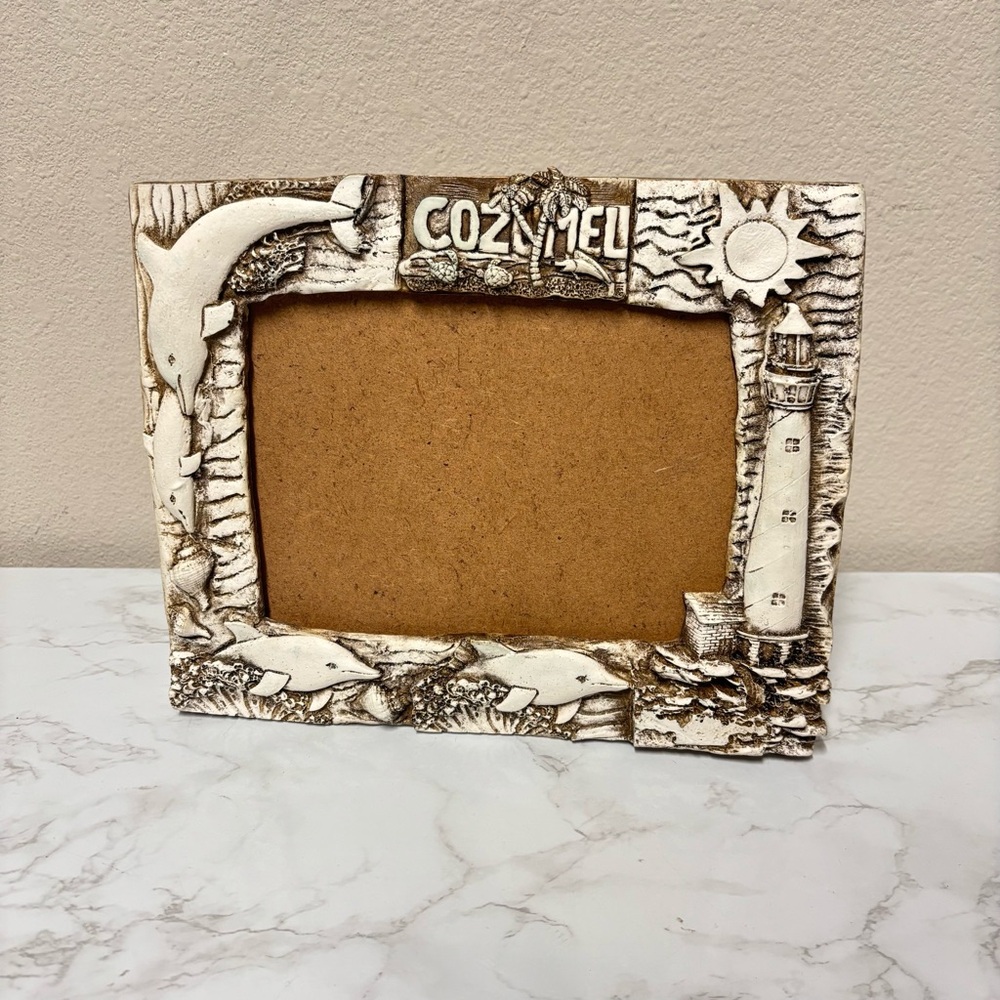 White and Brown Sea Theme Cozumel Photo Frame